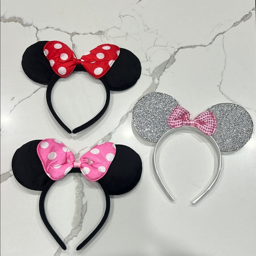 3 Minnie Mouse Ears Headband Set